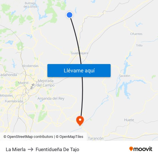 La Mierla to Fuentidueña De Tajo map