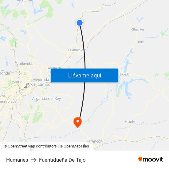 Humanes to Fuentidueña De Tajo map