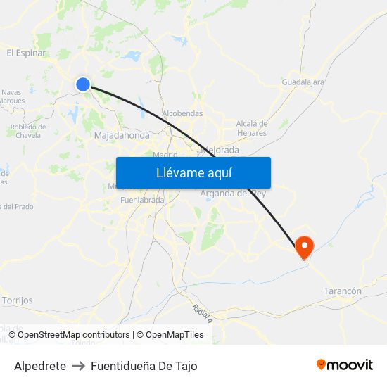 Alpedrete to Fuentidueña De Tajo map