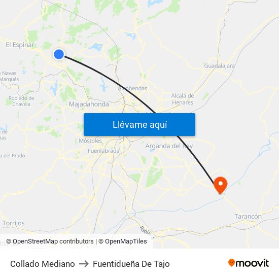 Collado Mediano to Fuentidueña De Tajo map