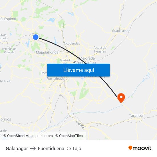 Galapagar to Fuentidueña De Tajo map