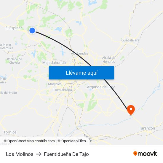 Los Molinos to Fuentidueña De Tajo map