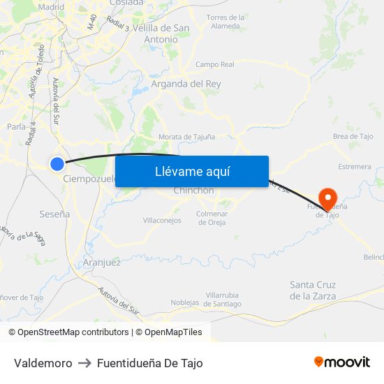 Valdemoro to Fuentidueña De Tajo map