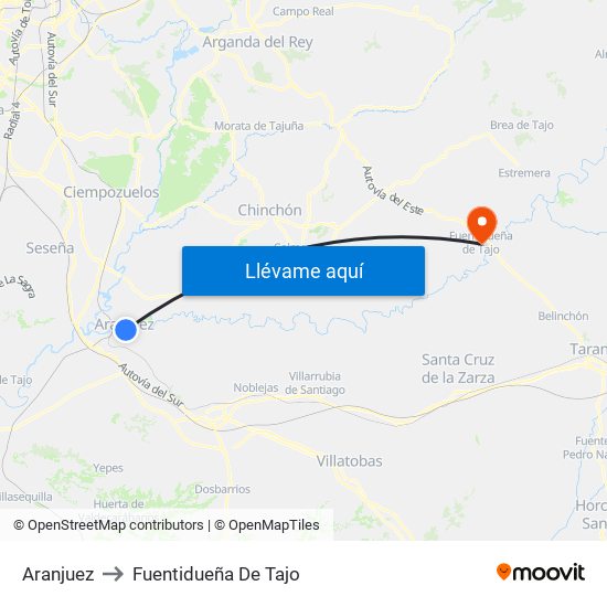 Aranjuez to Fuentidueña De Tajo map
