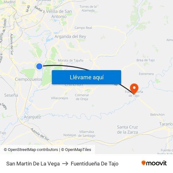 San Martín De La Vega to Fuentidueña De Tajo map