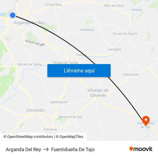 Arganda Del Rey to Fuentidueña De Tajo map