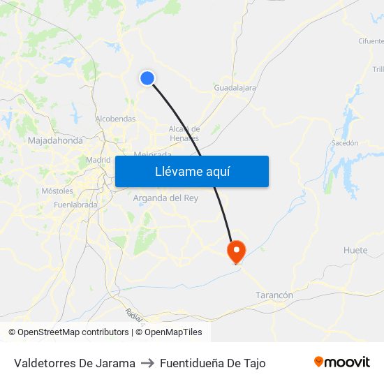 Valdetorres De Jarama to Fuentidueña De Tajo map