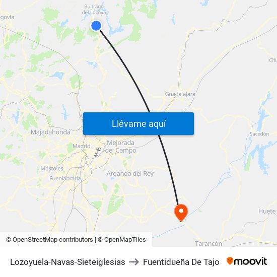 Lozoyuela-Navas-Sieteiglesias to Fuentidueña De Tajo map