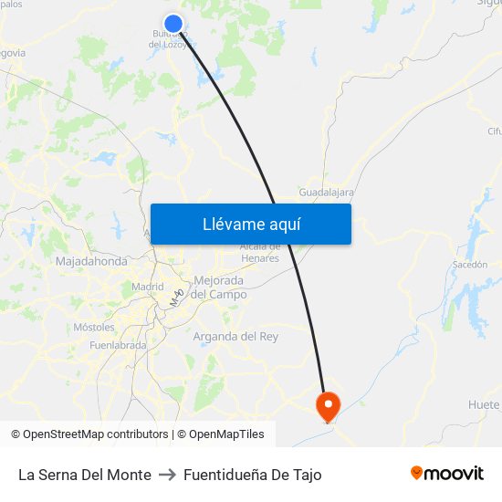 La Serna Del Monte to Fuentidueña De Tajo map