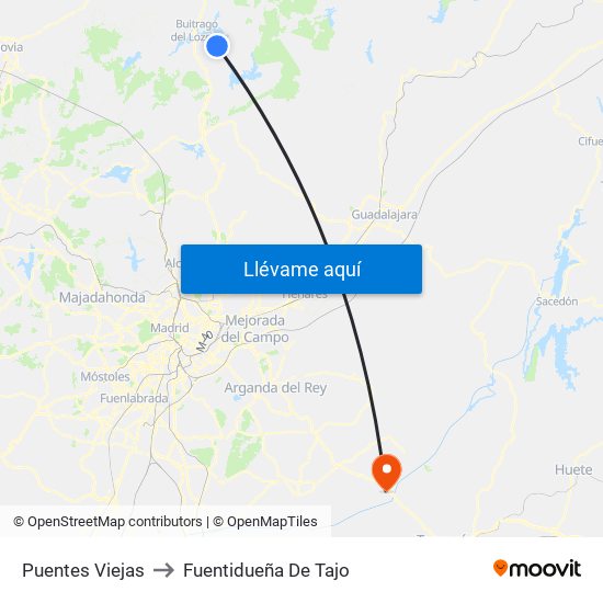 Puentes Viejas to Fuentidueña De Tajo map