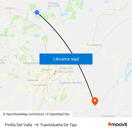 Pinilla Del Valle to Fuentidueña De Tajo map