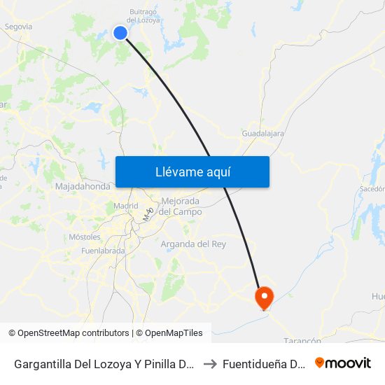 Gargantilla Del Lozoya Y Pinilla De Buitrago to Fuentidueña De Tajo map