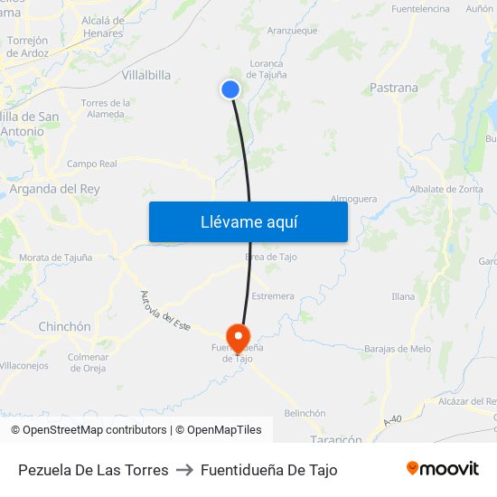 Pezuela De Las Torres to Fuentidueña De Tajo map