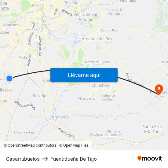 Casarrubuelos to Fuentidueña De Tajo map