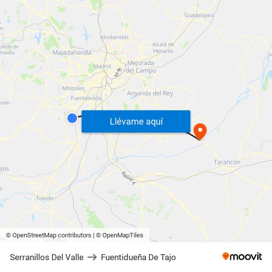 Serranillos Del Valle to Fuentidueña De Tajo map