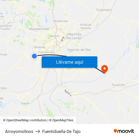 Arroyomolinos to Fuentidueña De Tajo map