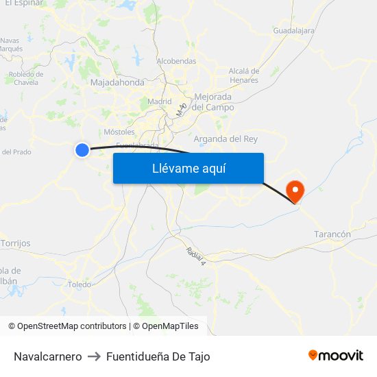 Navalcarnero to Fuentidueña De Tajo map