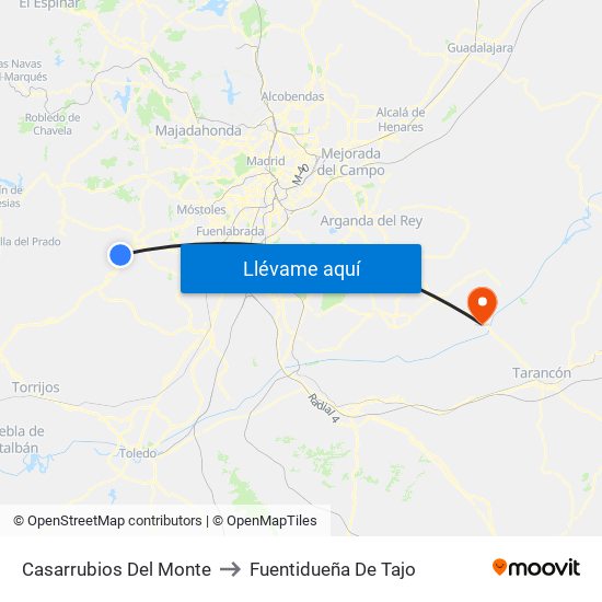 Casarrubios Del Monte to Fuentidueña De Tajo map
