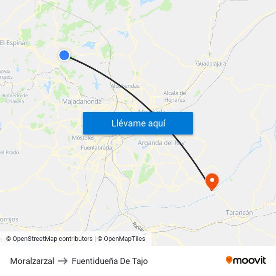 Moralzarzal to Fuentidueña De Tajo map