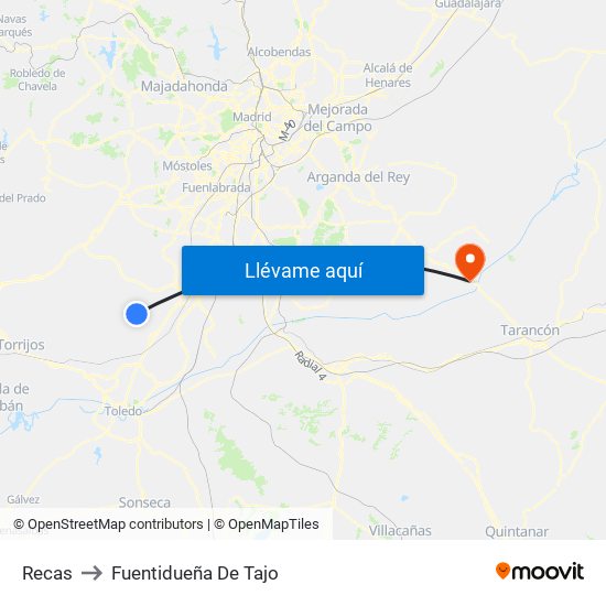 Recas to Fuentidueña De Tajo map