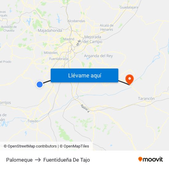 Palomeque to Fuentidueña De Tajo map