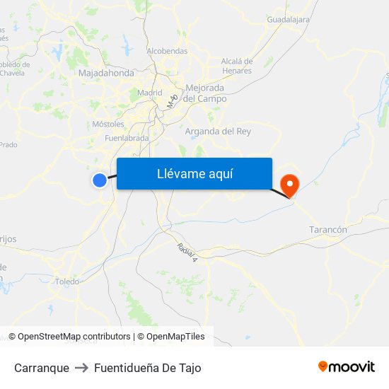 Carranque to Fuentidueña De Tajo map