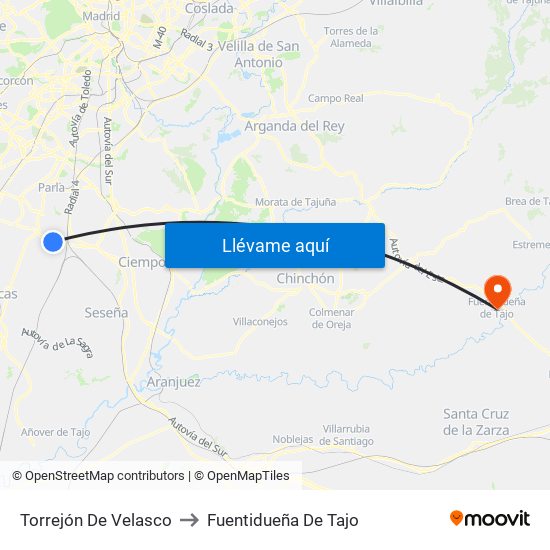 Torrejón De Velasco to Fuentidueña De Tajo map