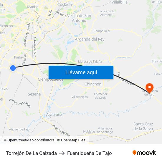 Torrejón De La Calzada to Fuentidueña De Tajo map