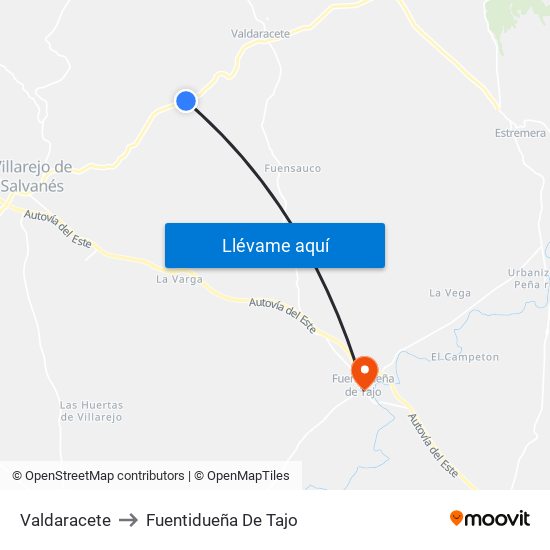 Valdaracete to Fuentidueña De Tajo map