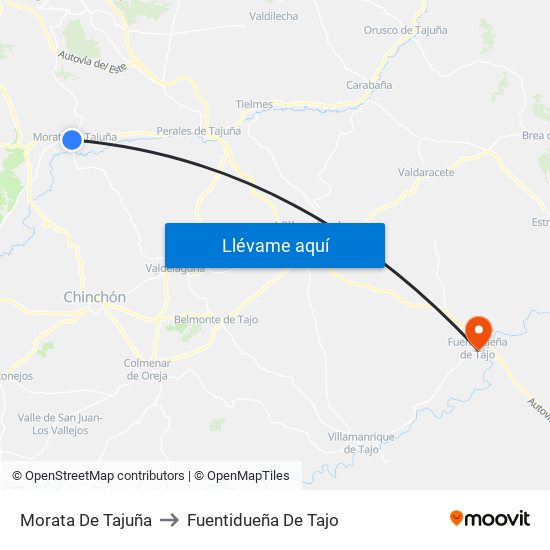 Morata De Tajuña to Fuentidueña De Tajo map