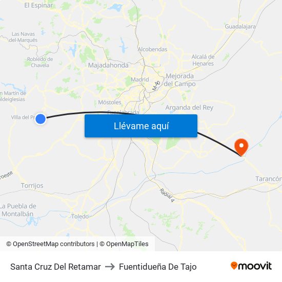 Santa Cruz Del Retamar to Fuentidueña De Tajo map