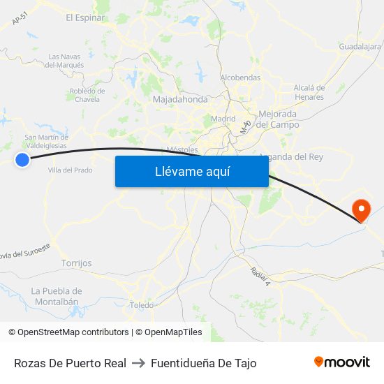 Rozas De Puerto Real to Fuentidueña De Tajo map