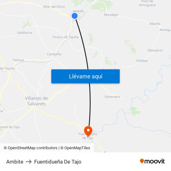 Ambite to Fuentidueña De Tajo map