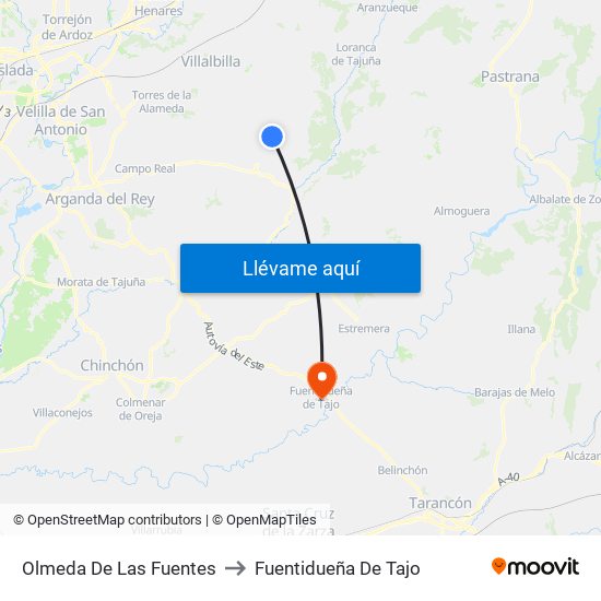 Olmeda De Las Fuentes to Fuentidueña De Tajo map