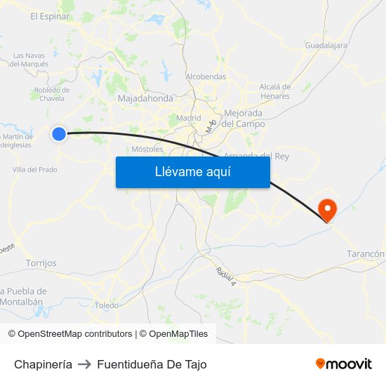 Chapinería to Fuentidueña De Tajo map