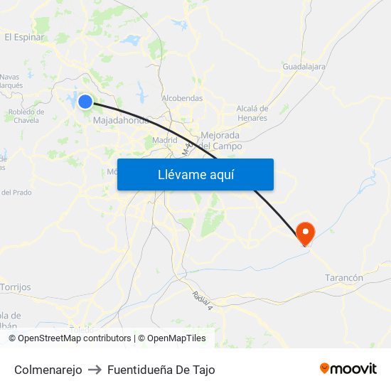 Colmenarejo to Fuentidueña De Tajo map