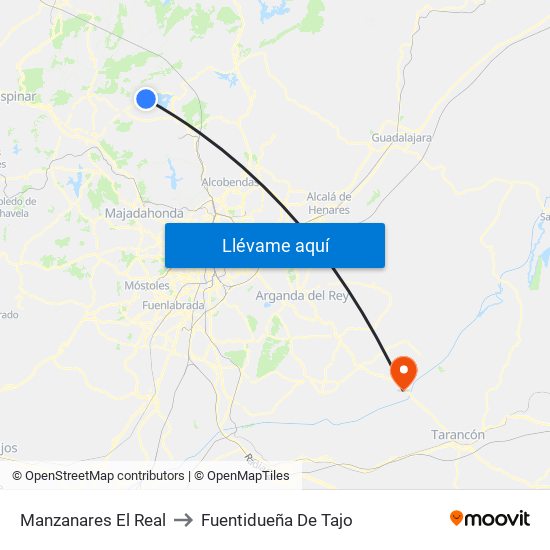 Manzanares El Real to Fuentidueña De Tajo map