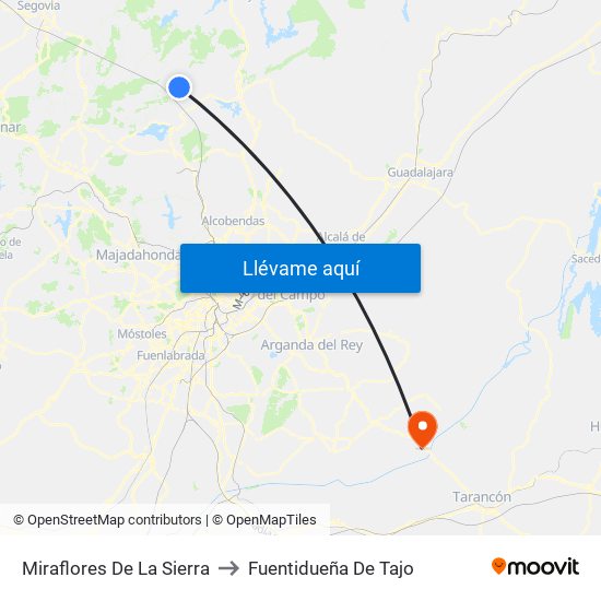 Miraflores De La Sierra to Fuentidueña De Tajo map