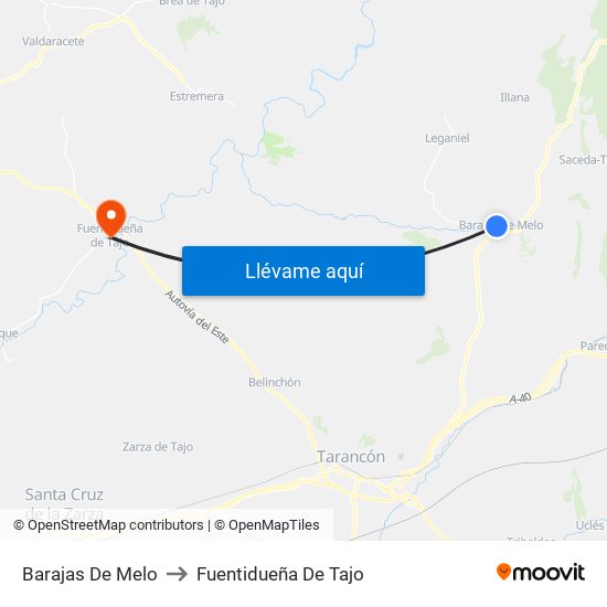 Barajas De Melo to Fuentidueña De Tajo map