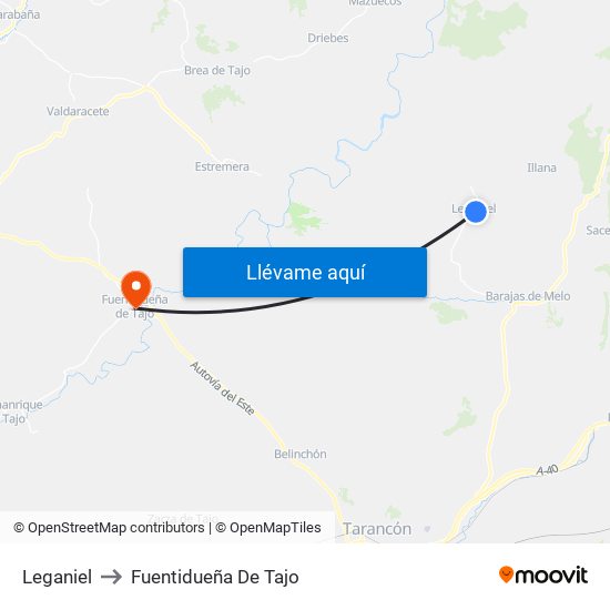 Leganiel to Fuentidueña De Tajo map