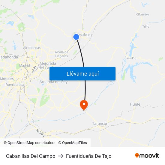 Cabanillas Del Campo to Fuentidueña De Tajo map