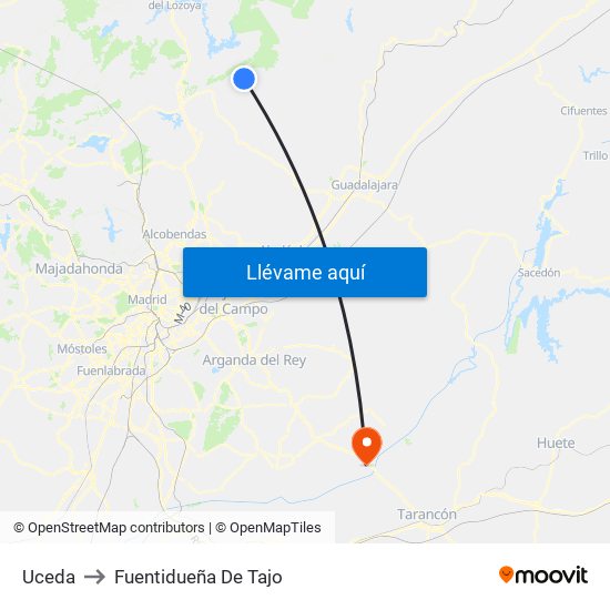 Uceda to Fuentidueña De Tajo map