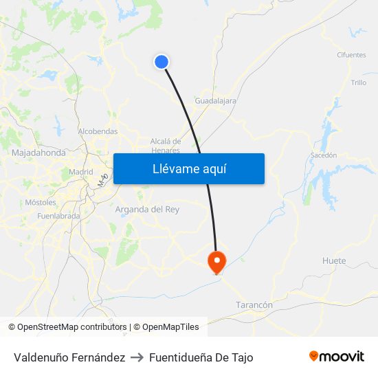 Valdenuño Fernández to Fuentidueña De Tajo map