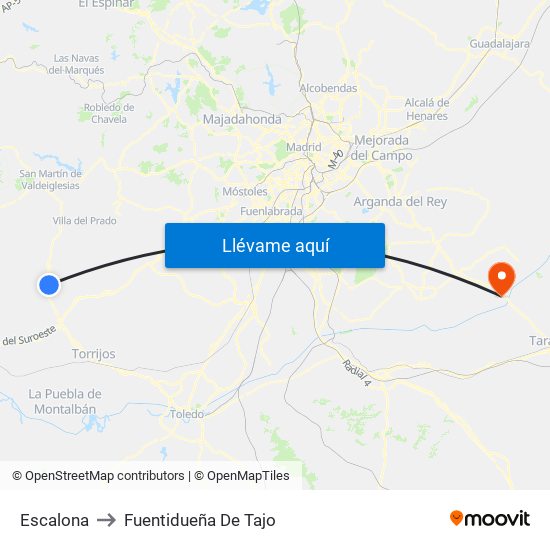 Escalona to Fuentidueña De Tajo map
