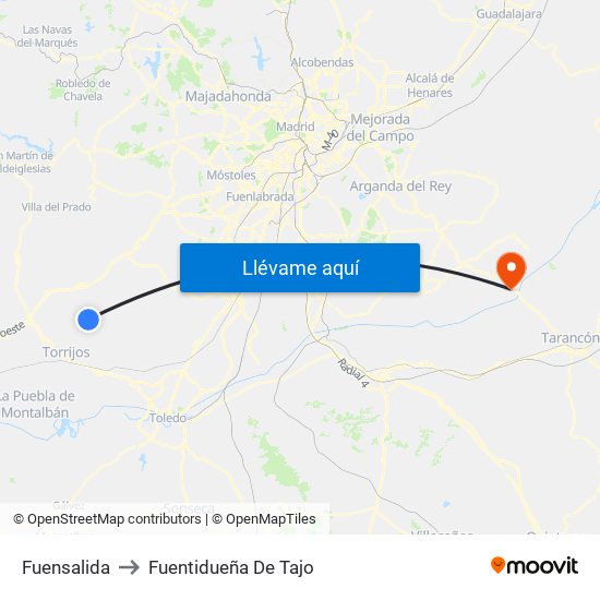 Fuensalida to Fuentidueña De Tajo map