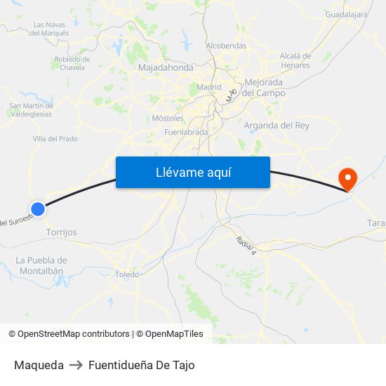 Maqueda to Fuentidueña De Tajo map
