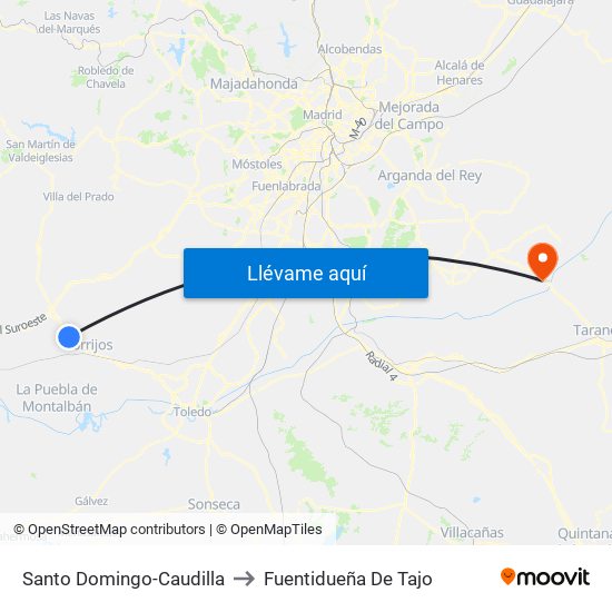 Santo Domingo-Caudilla to Fuentidueña De Tajo map