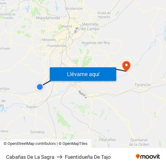 Cabañas De La Sagra to Fuentidueña De Tajo map