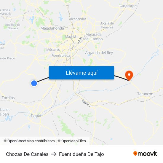 Chozas De Canales to Fuentidueña De Tajo map