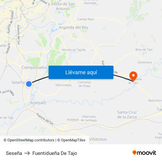Seseña to Fuentidueña De Tajo map